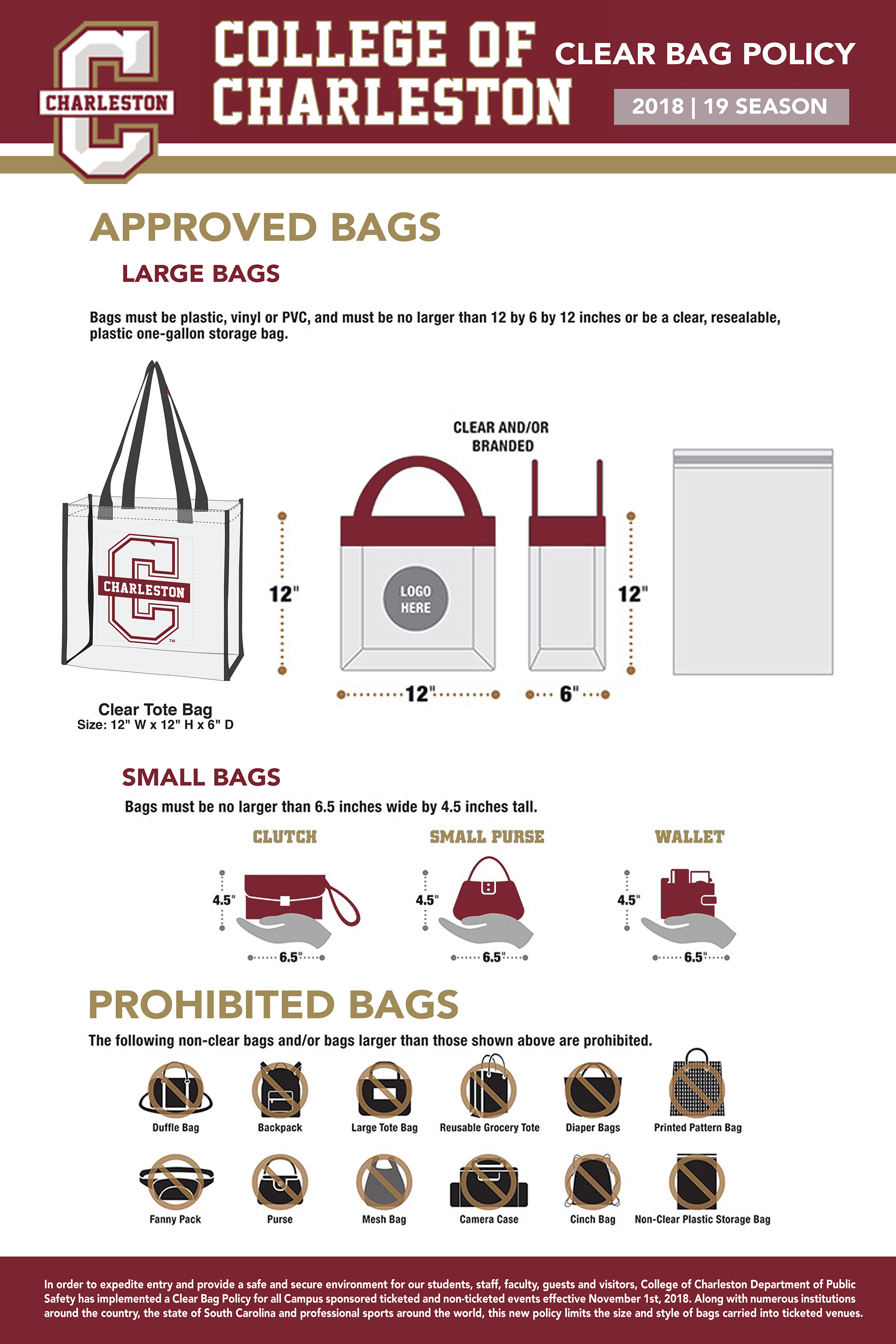 College of Charleston Implements Clear Bag Policy, Will Be in Effect at
